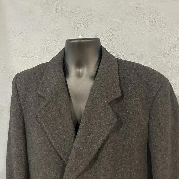 Vintage Overcoat Great Britain Wool Cashmere Mens Gray Size 402R